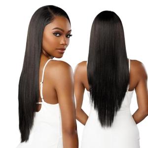 imageSensationnel Barelace full lace wigs  unit 1 glueless hand tied human hair blend with preplucked hairline 2040 larger grid thinner lace  HHM Bare lace full lace unit 1 1B OFFBLACKBALAYAGEGOLD