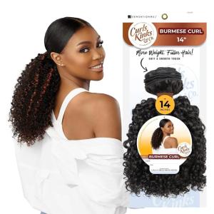 imageSensationnel CKCO bundle weave hair  burmese curl synthetic weaving and sew in and pony tail styles  Curls kinks and co burmese curl 1 pack 20 inch 4 MEDBROWN1 JETBLACK