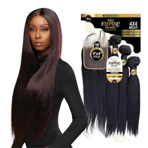 imageSensationnel Empire Multi weave hair STRAIGHT  virgin human layered lengths with 4x4 Closure  EMPIRE Multi 4X4 STRAIGHT 12 14 16 Inch NATURALBLACKNATURALBLACK