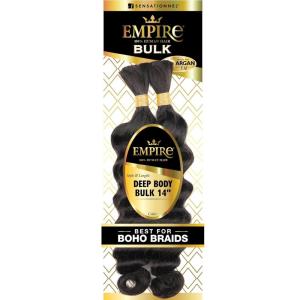imageSensationnel Empire bulk hair braiding  deep body bulk human hair with for knotless box or curly loose wave hair styles  Empire deep body bulk 1 pack 14 inch 27 HONEYBLONDE2 DARKBROWN