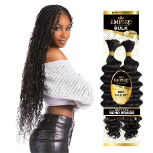 imageSensationnel Empire bulk hair braiding  deep bulk 22inch human hair boho braids with for knotless box or curly loose wave  HH Empire deep bulk 22inch 1B OFFBLACKS427