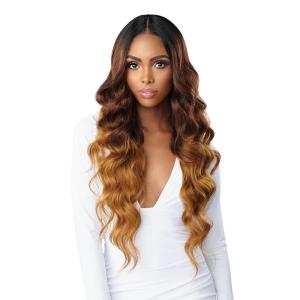 imageSensationnel Butta lace front wig  extra wide and deep hand tied lace parting space with preplucked natural illusion hairline lace wig human hair blend mixed  Ocean wave 30 in T4CHESTNUTBLONDEBALAYAGEGOLD
