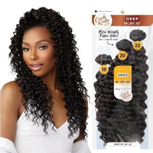 imageSensationnel CKCO bundles multi weavinghair  deep synthetic weaving and sew in and ponytail styles multi lengths  Curls kinks and Co bundle multi deep 18 20 22 inch APPLEREDS1B30