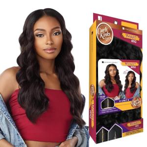 imageSensationnel CKCO vpart wig  narrow vpart unit 9 glueless synthetic heat safe hand tied edges  Curls kinks and co v part wig unit 9 CH301B OFFBLACK