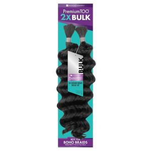 imageSensationnel Premtoo bulk hair braiding  2x ocean wave bulk human hair blend with for boho knotless box or curly loose wave styles HB Prem too 2x ocean wave bulk 1 pack 18 inch BG BURGANDYBLUSHPINK