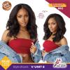 imageSensationnel CKCO vpart wig  narrow vpart unit 8 glueless synthetic heat safe hand tied edges  Curls kinks and co v part wig unit 8 1B OFFBLACKTH1BCOPPER