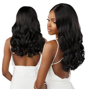 imageSensationnel Barelace full lace wigs  unit 3 glueless hand tied human hair blend with preplucked hairline 2040 larger grid thinner lace  HHM Bare lace full lace unit 3 BALAYAGEHAZELNUT1B OFFBLACK