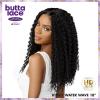 imageSensationnel Butta lace front wigs  kinky water wave 18 glueless human hair blend extra wide 5 inch part preplucked hairline HD lace  Butta HHM kinky water wave 18 inch BALAYAGEFIERYRED1B OFFBLACK
