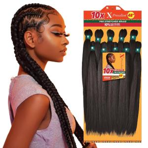 imageSensationnel Xpression prestretched braiding hair  10x xpression 48inch kanekalon fiber flame retardant synthetic braid  10x xpression 48 Inch 1B OFFBLACK1B OFFBLACK