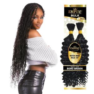 imageSensationnel Empire bulk hair braiding  water wave bulk human hair with for knotless box or curly loose wave hair styles  HH Empire wate wave bulk 1 pack 18 inch 27 HONEYBLONDE1B OFFBLACK