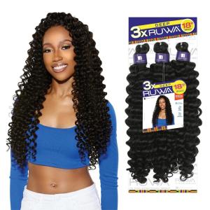 imageSensationnel Ruwa prestretched braiding hair  3x deep 18 inch water repellent kanekalon fast dry synthetic sports itch free 1 pack 1 JETBLACK1B OFFBLACK