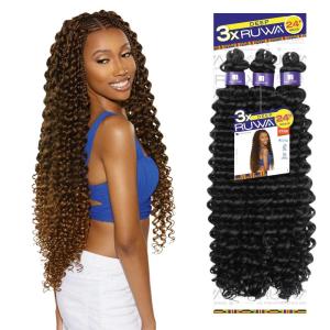 imageSensationnel Ruwa prestretched braiding hair  3x deep 24 inch water repellent kanekalon fast dry synthetic sports itch free 1 pack 1 JETBLACK1B OFFBLACK