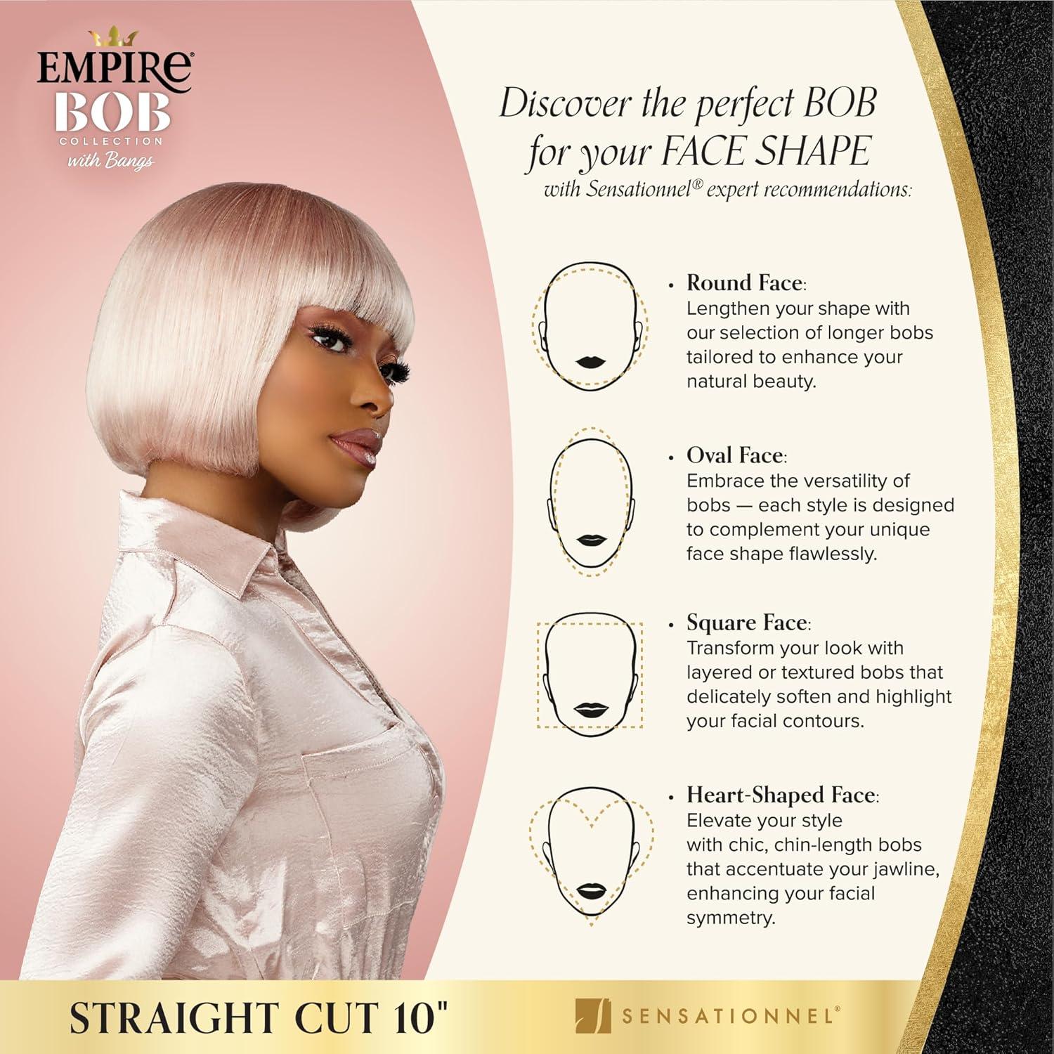 imageSensationnel Empire bob humanhair wig  straight cut face framing mesh cap for comfort with bangs 10 inch 1 JETBLACK1 JETBLACK