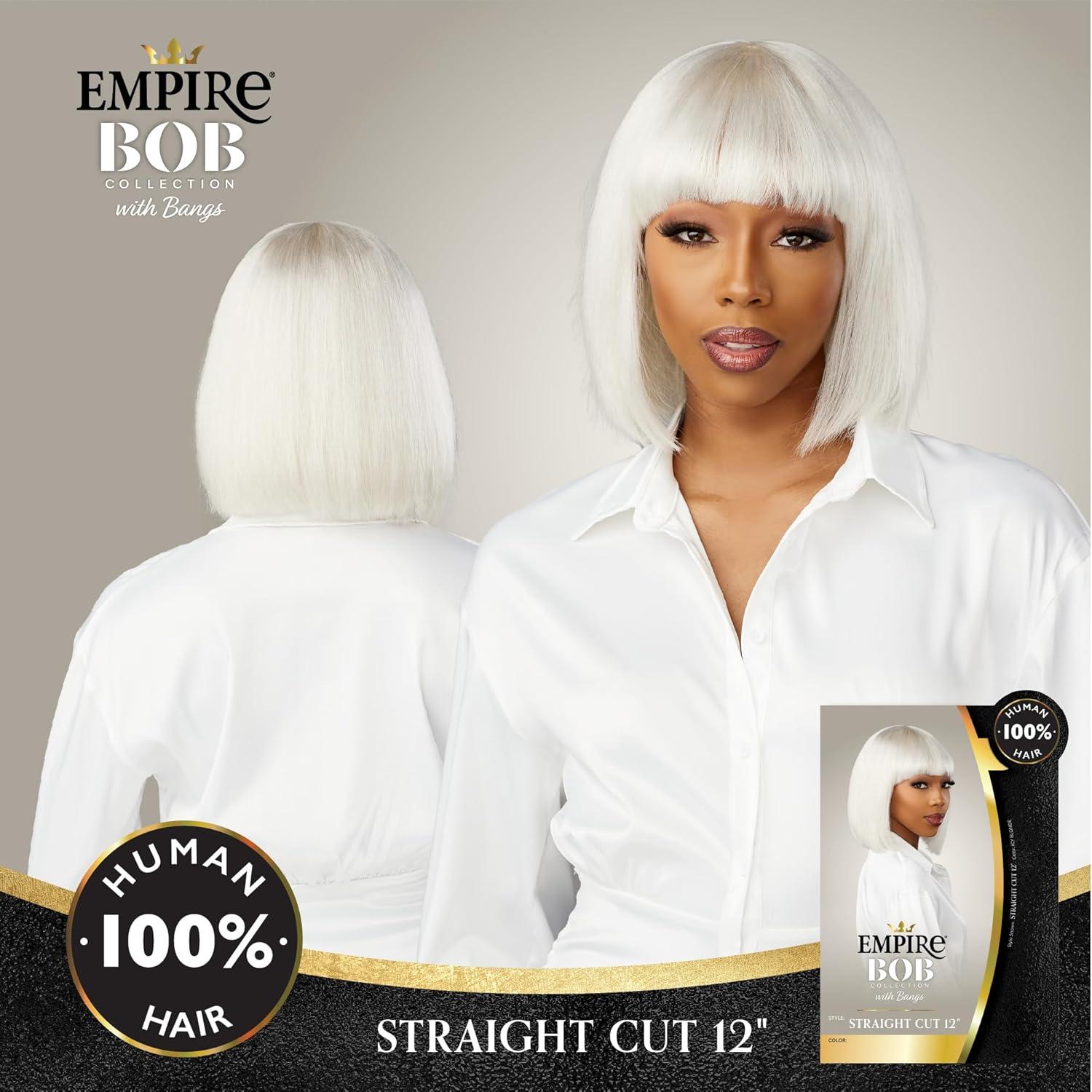 imageSensationnel Empire bob humanhair wig  straight cut face framing mesh cap for comfort with bangs 10 inch 1 JETBLACK1B OFFBLACK