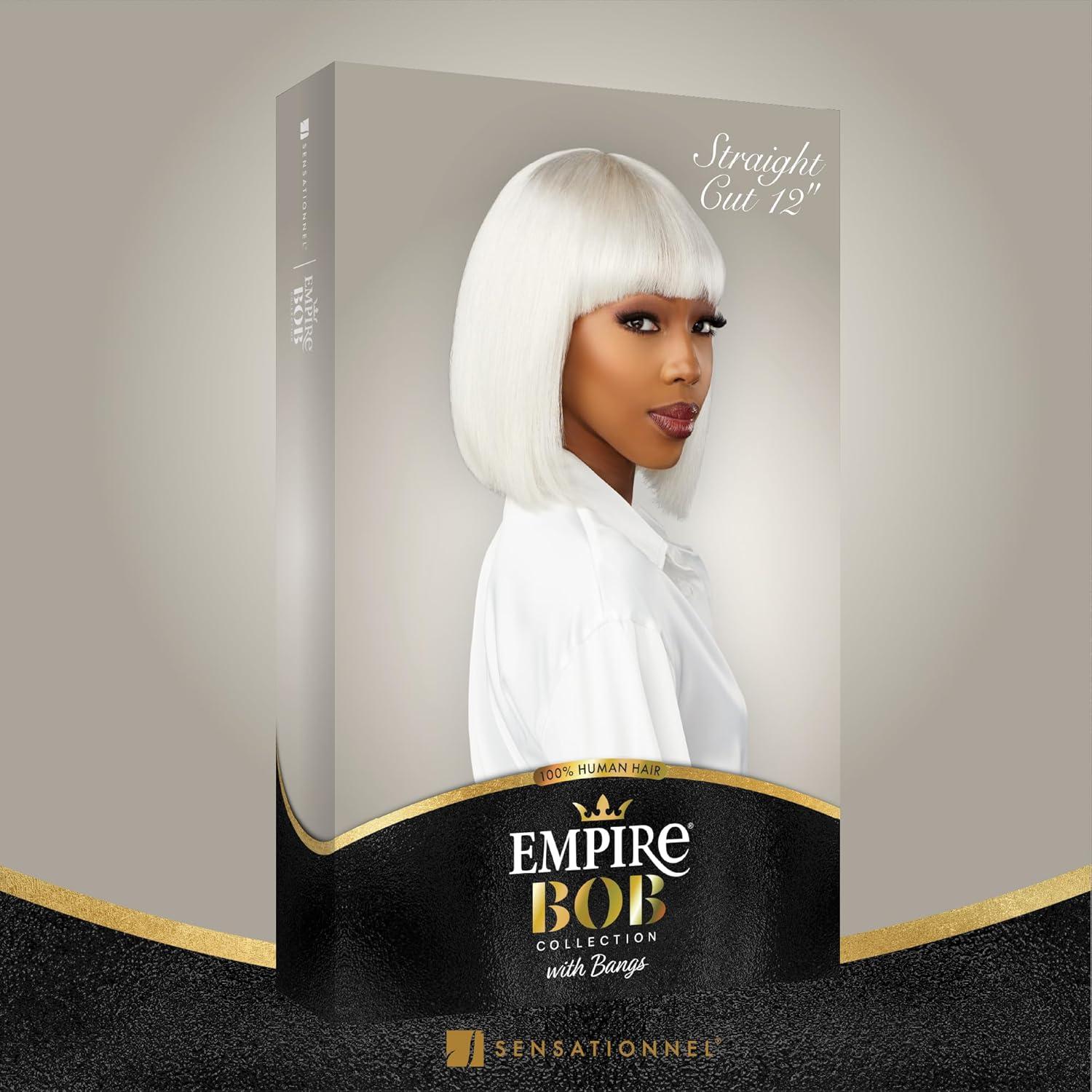 imageSensationnel Empire bob humanhair wig  straight cut face framing mesh cap for comfort with bangs 10 inch 1 JETBLACK1B OFFBLACK