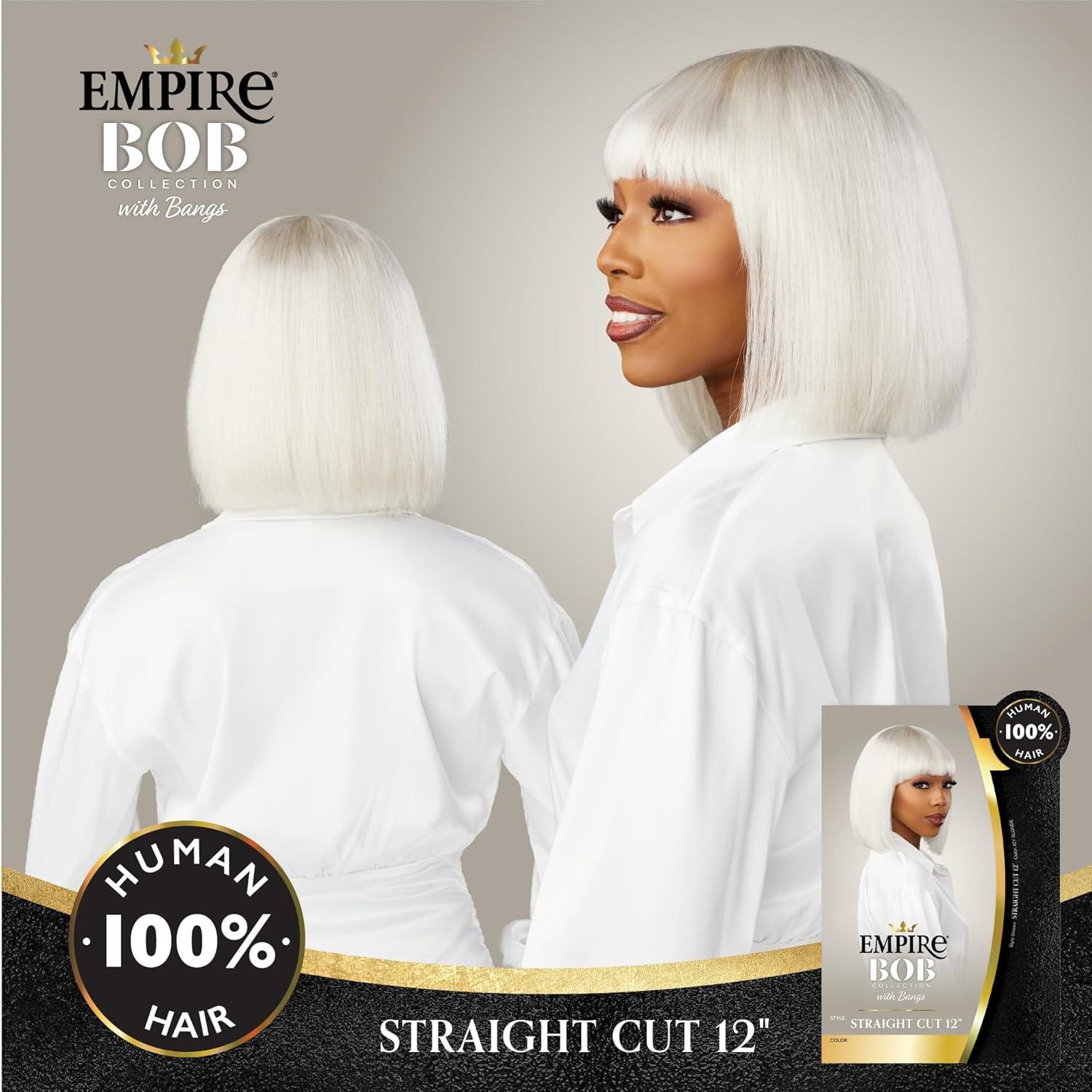 imageSensationnel Empire bob humanhair wig  straight cut face framing mesh cap for comfort with bangs 10 inch 1 JETBLACK1B OFFBLACK