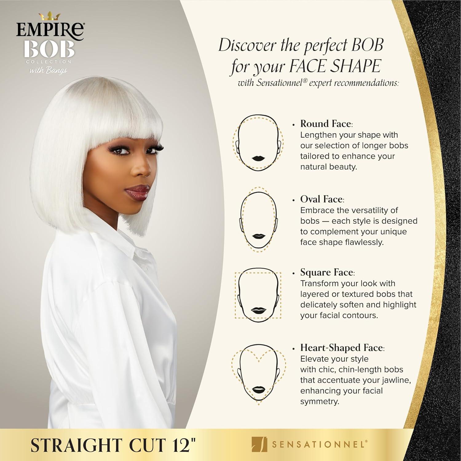 imageSensationnel Empire bob humanhair wig  straight cut face framing mesh cap for comfort with bangs 10 inch 1 JETBLACK1B OFFBLACK