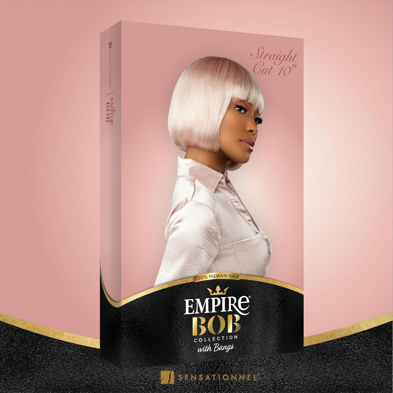 imageSensationnel Empire bob humanhair wig  straight cut face framing mesh cap for comfort with bangs 10 inch 1 JETBLACK1B OFFBLACK