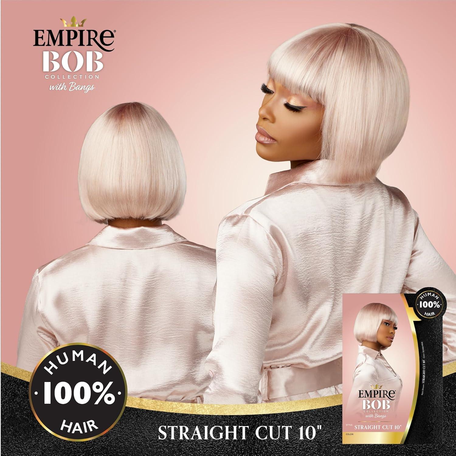 imageSensationnel Empire bob humanhair wig  straight cut face framing mesh cap for comfort with bangs 10 inch 1 JETBLACK2 DARKBROWN