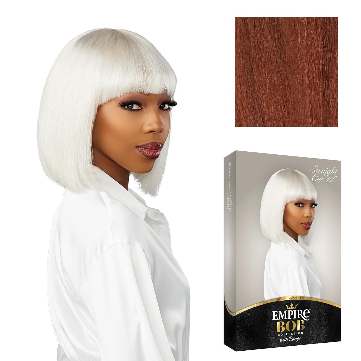 imageSensationnel Empire bob humanhair wig  straight cut face framing mesh cap for comfort with bangs 10 inch 1 JETBLACKCOPPERCHARM