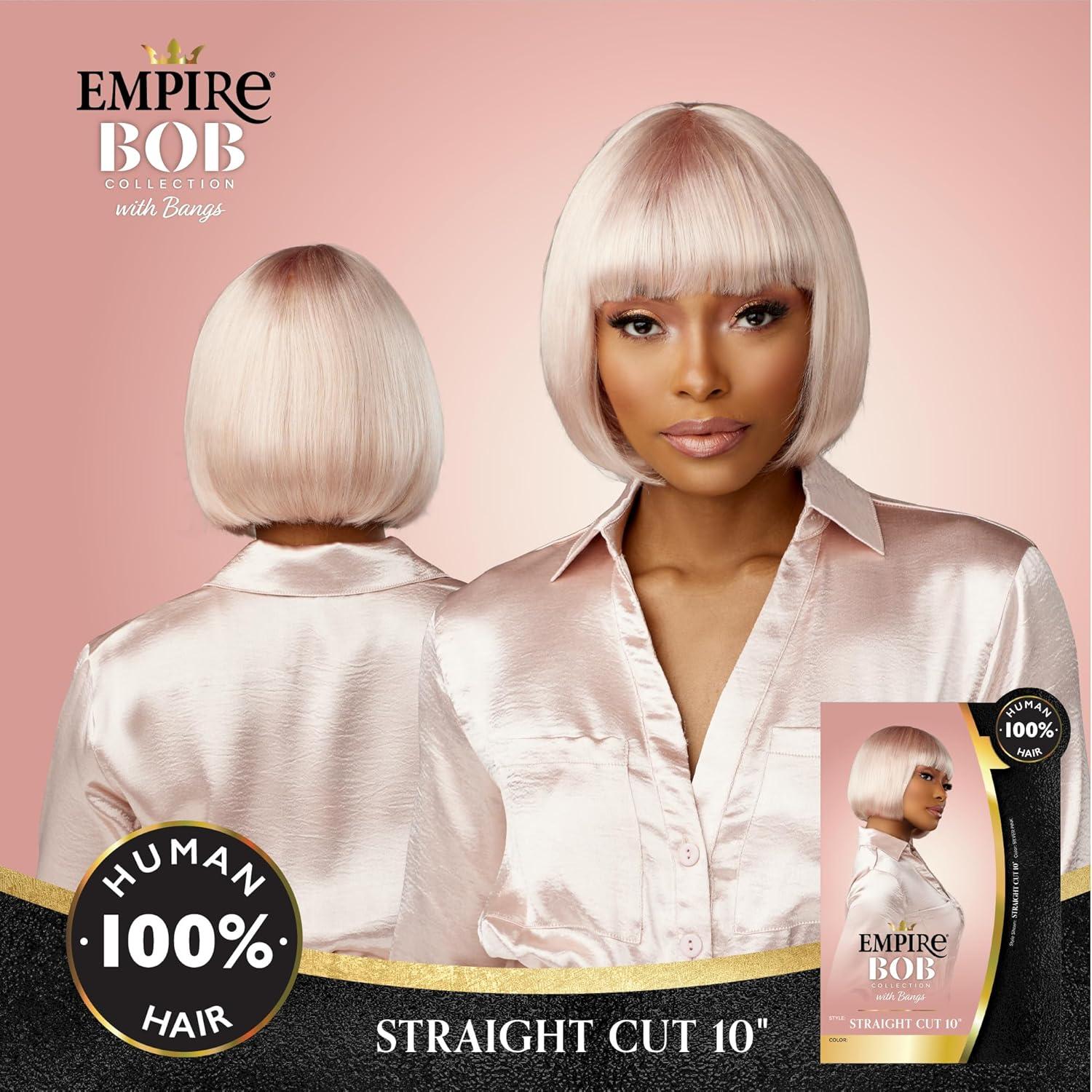 imageSensationnel Empire bob humanhair wig  straight cut face framing mesh cap for comfort with bangs 10 inch 1 JETBLACKSILVERPINK