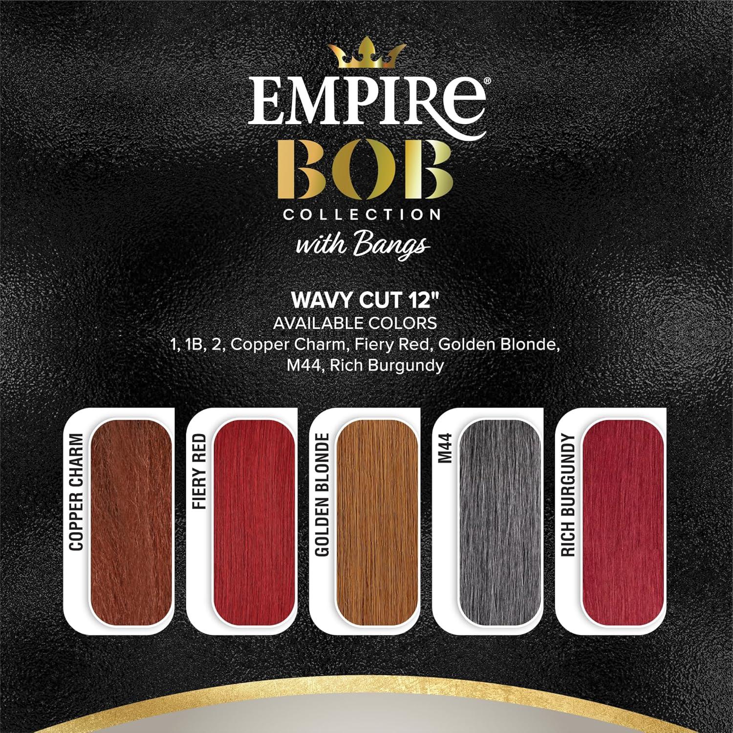 imageSensationnel Empire bob humanhair wig  wavy cut 12 inch face framing mesh cap for comfort with bangs 1 JETBLACKRICHBURGUNDY