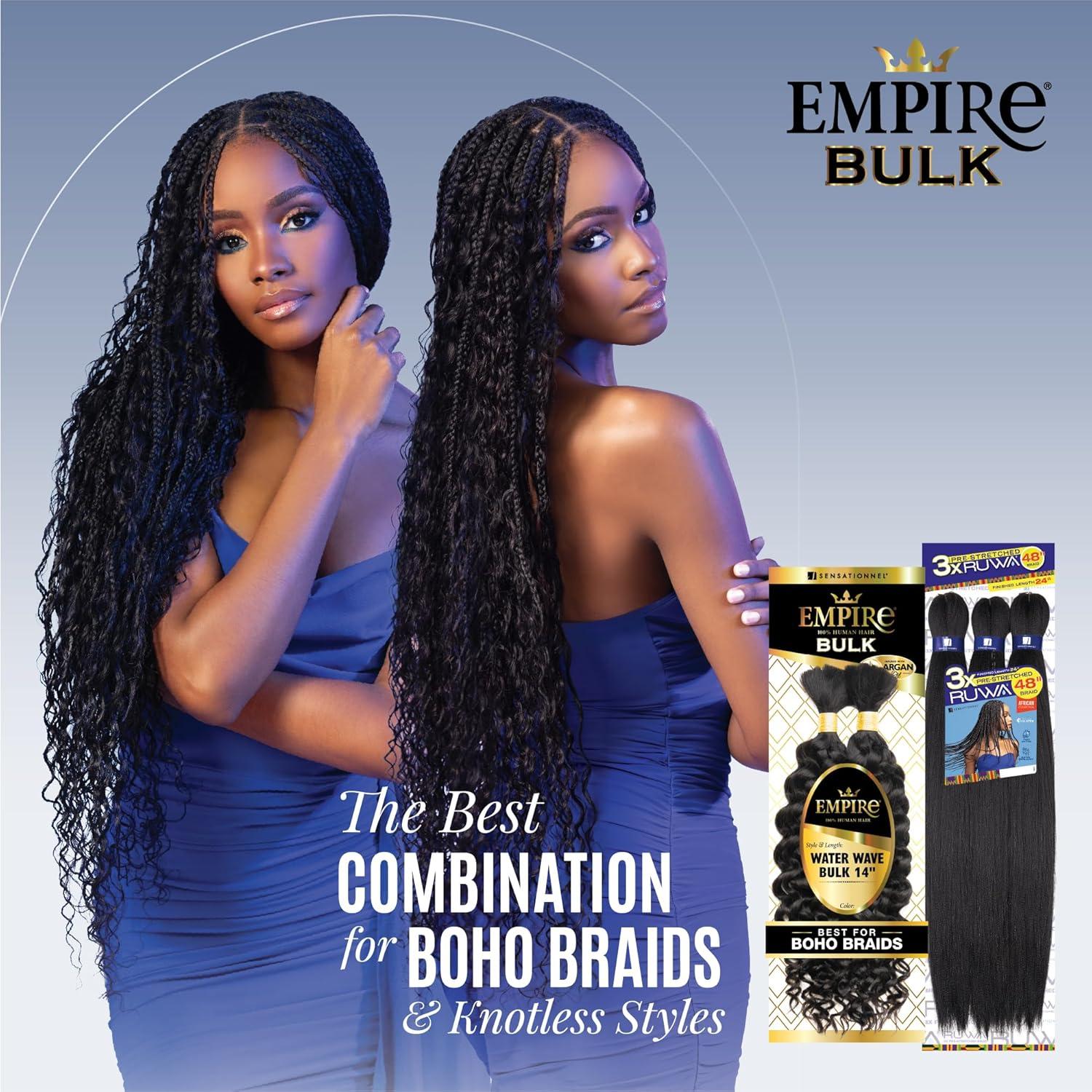 imageSensationnel Empire bulk braiding  water wave 14 inch human hair braids for knotless boho box or curly loose wave styles 1 JETBLACKS27613