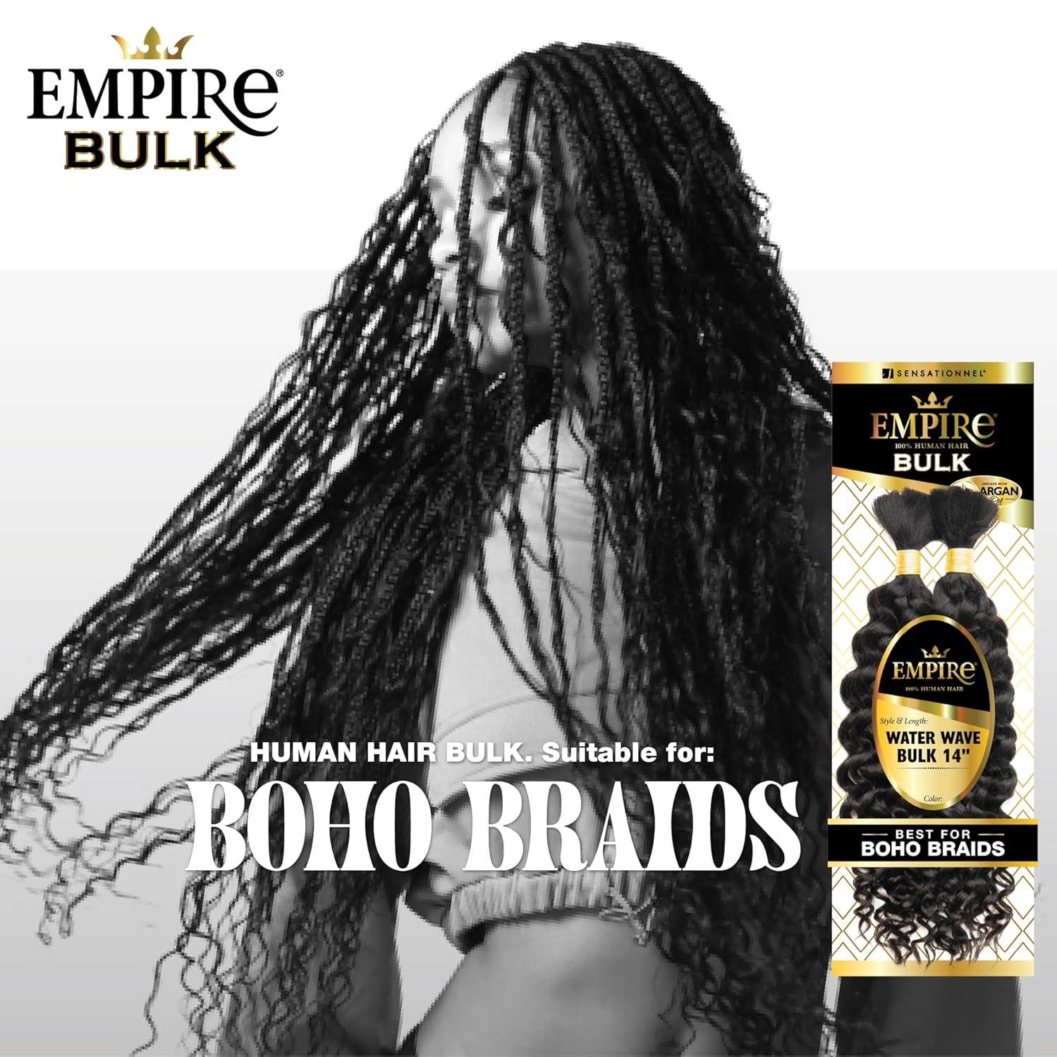 imageSensationnel Empire bulk braiding  water wave 14 inch human hair braids for knotless boho box or curly loose wave styles 1 JETBLACKS27613