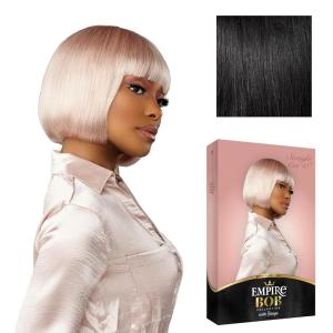 imageSensationnel Empire bob humanhair wig  straight cut face framing mesh cap for comfort with bangs 10 inch 1 JETBLACK1 JETBLACK