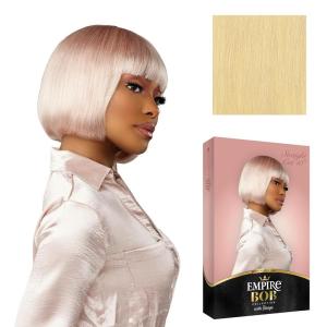 imageSensationnel Empire bob humanhair wig  straight cut face framing mesh cap for comfort with bangs 10 inch 1 JETBLACKBLEACHEDBLONDE