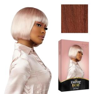 imageSensationnel Empire bob humanhair wig  straight cut face framing mesh cap for comfort with bangs 10 inch 1 JETBLACKCOPPERCHARM