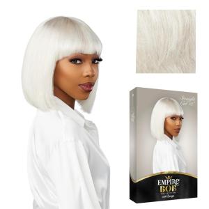 imageSensationnel Empire bob humanhair wig  straight cut face framing mesh cap for comfort with bangs 10 inch 1 JETBLACKICYBLONDE
