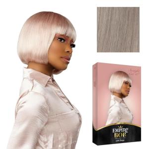 imageSensationnel Empire bob humanhair wig  straight cut face framing mesh cap for comfort with bangs 10 inch 1 JETBLACKICYSILVER