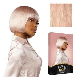 imageSensationnel Empire bob humanhair wig  straight cut face framing mesh cap for comfort with bangs 10 inch 1 JETBLACKSILVERPINK