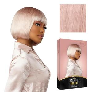 imageSensationnel Empire bob humanhair wig  straight cut face framing mesh cap for comfort with bangs 10 inch 1 JETBLACKSMOKYLAVENDER