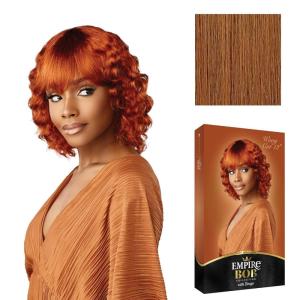 imageSensationnel Empire bob humanhair wig  wavy cut 12 inch face framing mesh cap for comfort with bangs 1 JETBLACKGOLDENBLONDE