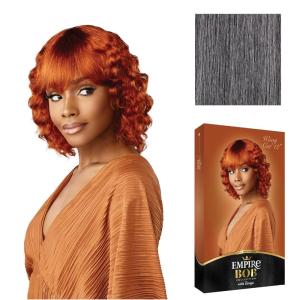 imageSensationnel Empire bob humanhair wig  wavy cut 12 inch face framing mesh cap for comfort with bangs 1 JETBLACKM44