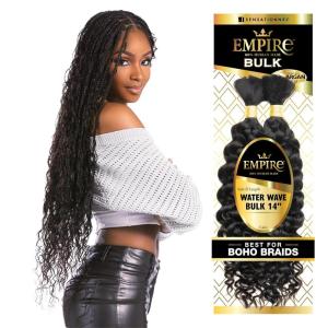imageSensationnel Empire bulk braiding  water wave 14 inch human hair braids for knotless boho box or curly loose wave styles 1 JETBLACK1B OFFBLACK