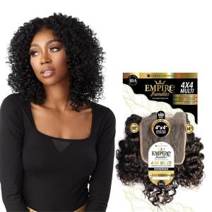 imageSensationnel Empire bundles multi  bohemian with 4x4 closure 10a tangle shed free human hair for weaving and sew in styles 8 10 12 inch NATURALNATURALBLACK