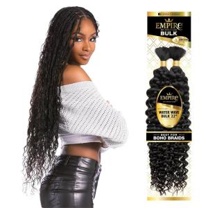 imageSensationnel Empire bulk braiding  water wave 22 inch human hair braids for knotless boho box or curly loose wave styles 1 JETBLACK1 JETBLACK