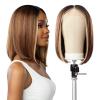 imageSensationnel Butta lace HHM wigs  bob 12 inch human hair blend extra wide 5 inch parting preplucked hairline glueless lacefront 1B OFFBLACKT627613