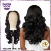 imageSensationnel Butta lace HHM wigs  volume curl 22 inch human hair blend extra wide 5 inch parting preplucked hairline glueless lacefront BALAYAGEMOCHA1 JETBLACK
