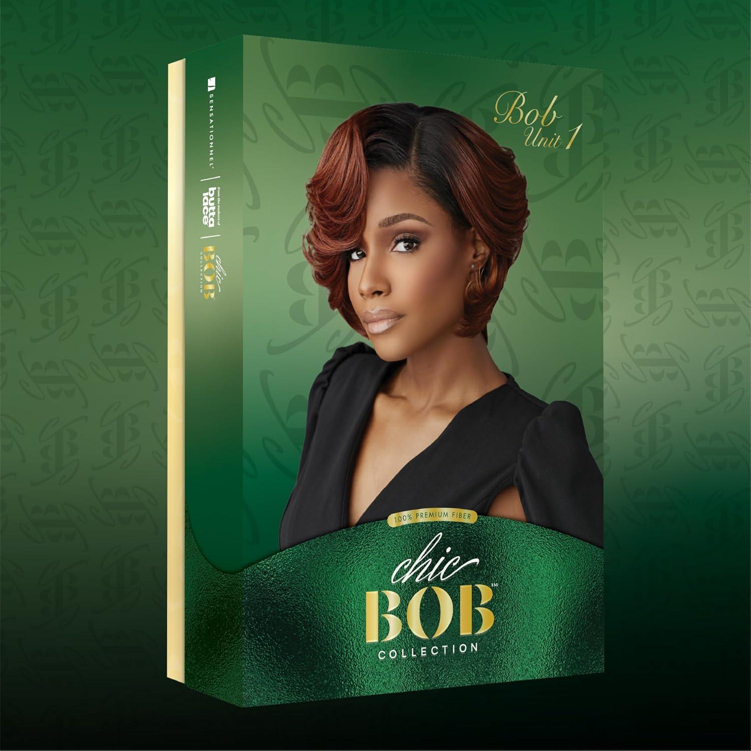 imageSensationnel Chicbob lace frontwig  Bob unit 1 face framing glueless wig wide 5 inch deep part synthetic preplucked hairline 1B OFFBLACK1B OFFBLACK