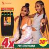 imageSensationnel Xpression prestretched braiding hair  4x braid 38 inch all kanekalon flame retardant synthetic braid for box braids and twists 1 pack 1 JETBLACKM1B30
