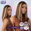 imageSensationnel What Lace 13X6 Wigs  Shiyana 14 Inch Human Hair Blend Lacefrontal Glueless Synthetic With Natural Density Preplucked Hairline 1 JETBLACKDHPLATINUM