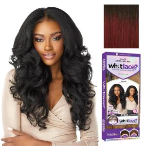imageSensationnel What Lace 13X6 Wigs  Latisha Lacefrontal Hand Tied Glueless Synthetic With Natural Density Preplucked Hairline Off Black 1BTipped Off Black and Burgundy T1BBG