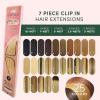 imageSensationnel Everly Clip in  straight 7 piece Remy human hair seamless silicone weft with butterfly technology 22 Inch 182227 HONEYBLONDE