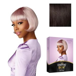 imageSensationnel Empire Bob Humanhair Wig  Bubble Cut Face Framing Mesh Cap for Comfort With Bangs 1 JETBLACK2 DARKBROWN