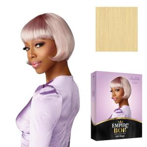 imageSensationnel Empire Bob Humanhair Wig  Bubble Cut Face Framing Mesh Cap for Comfort With Bangs 1 JETBLACKBLEACHEDBLONDE