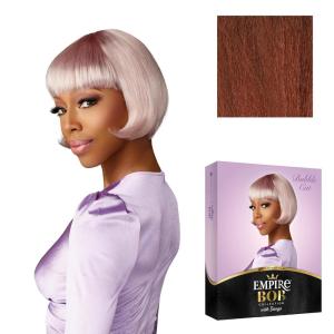 imageSensationnel Empire Bob Humanhair Wig  Bubble Cut Face Framing Mesh Cap for Comfort With Bangs 1 JETBLACKCOPPERCHARM